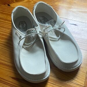 Hey Dude Off White Canvas Women’s Loafers